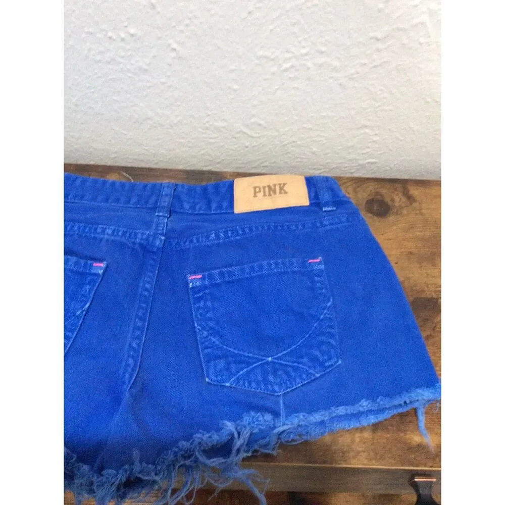 Victoria's Secret PINK shorts cut off Size 4 Blue frayed hem